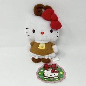 Hello Kitty Sanrio Christmas 7” reindeer stuffed animal plush 2013 red nosed Tag